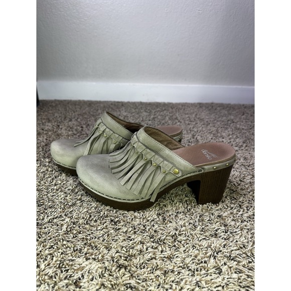 Dansko Shoes - Dansko Deni Fringe Mule Clogs Women's US Size 9 / EU40 Suede Leather Shoes Gray